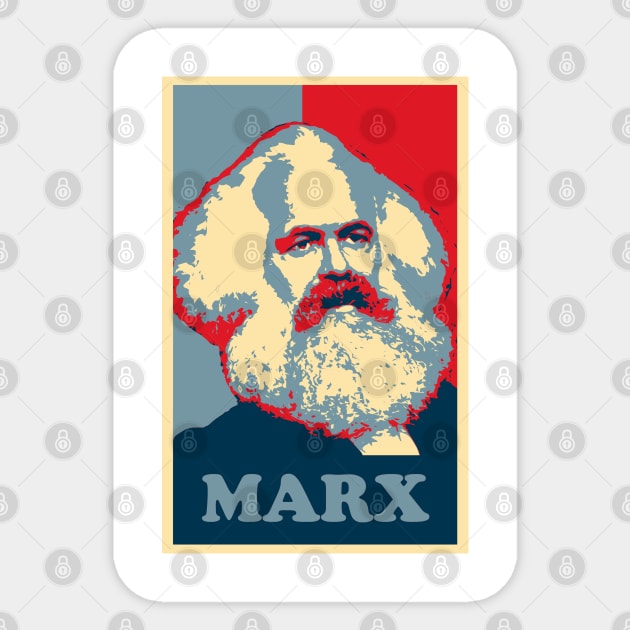 Karl Marx, obama poster Sticker by hottehue